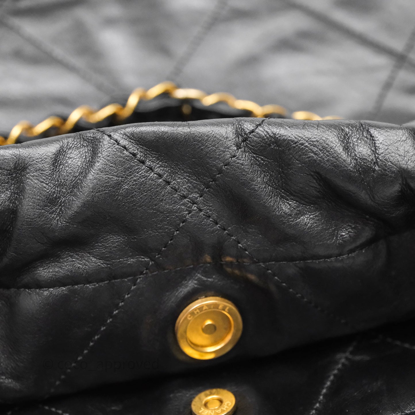Chanel 22 Small Black Calfskin Aged Gold Hardware