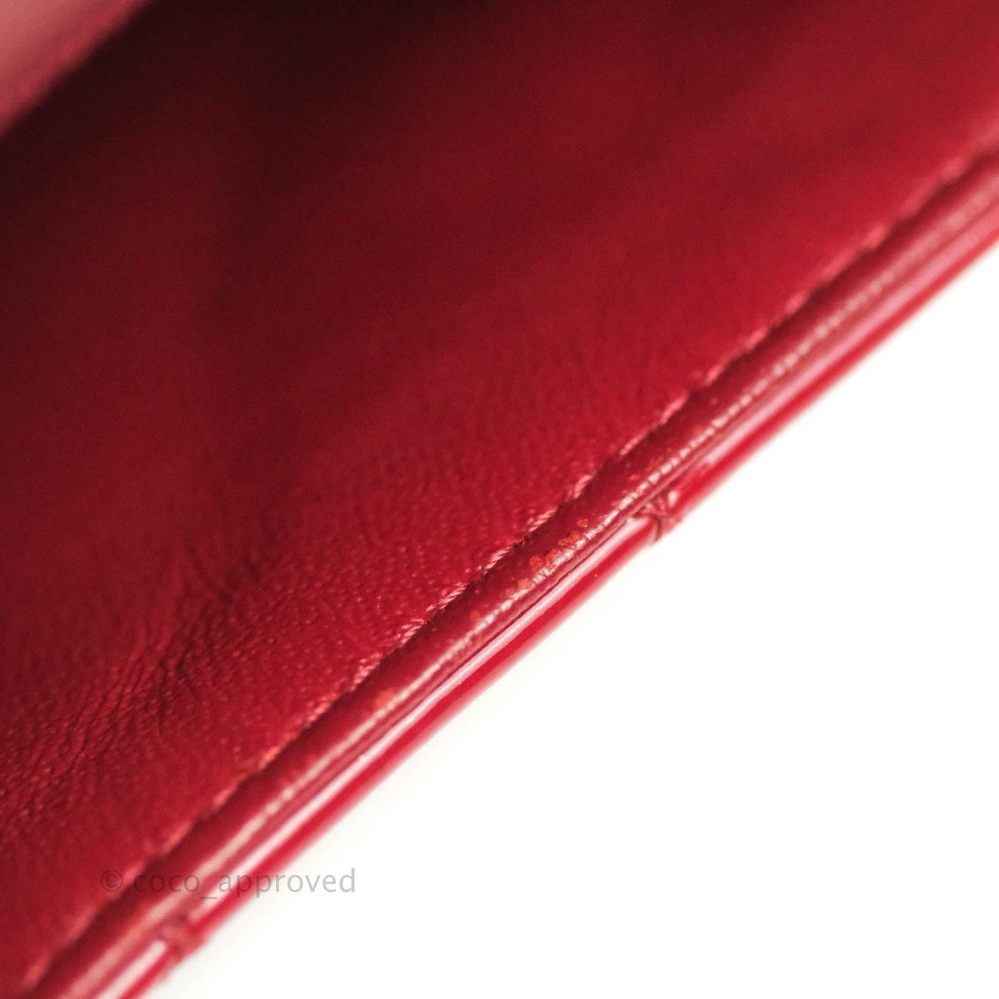 Chanel Quilted Mini Rectangular Flap Red Patent Gun Metal