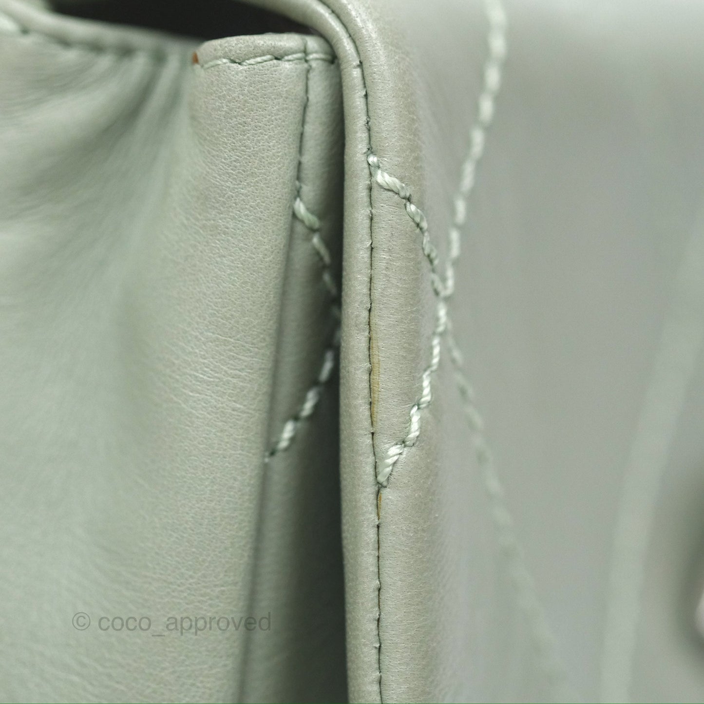 Chanel CC East West Flap Bag Lambskin Mint Green Silver Hardware