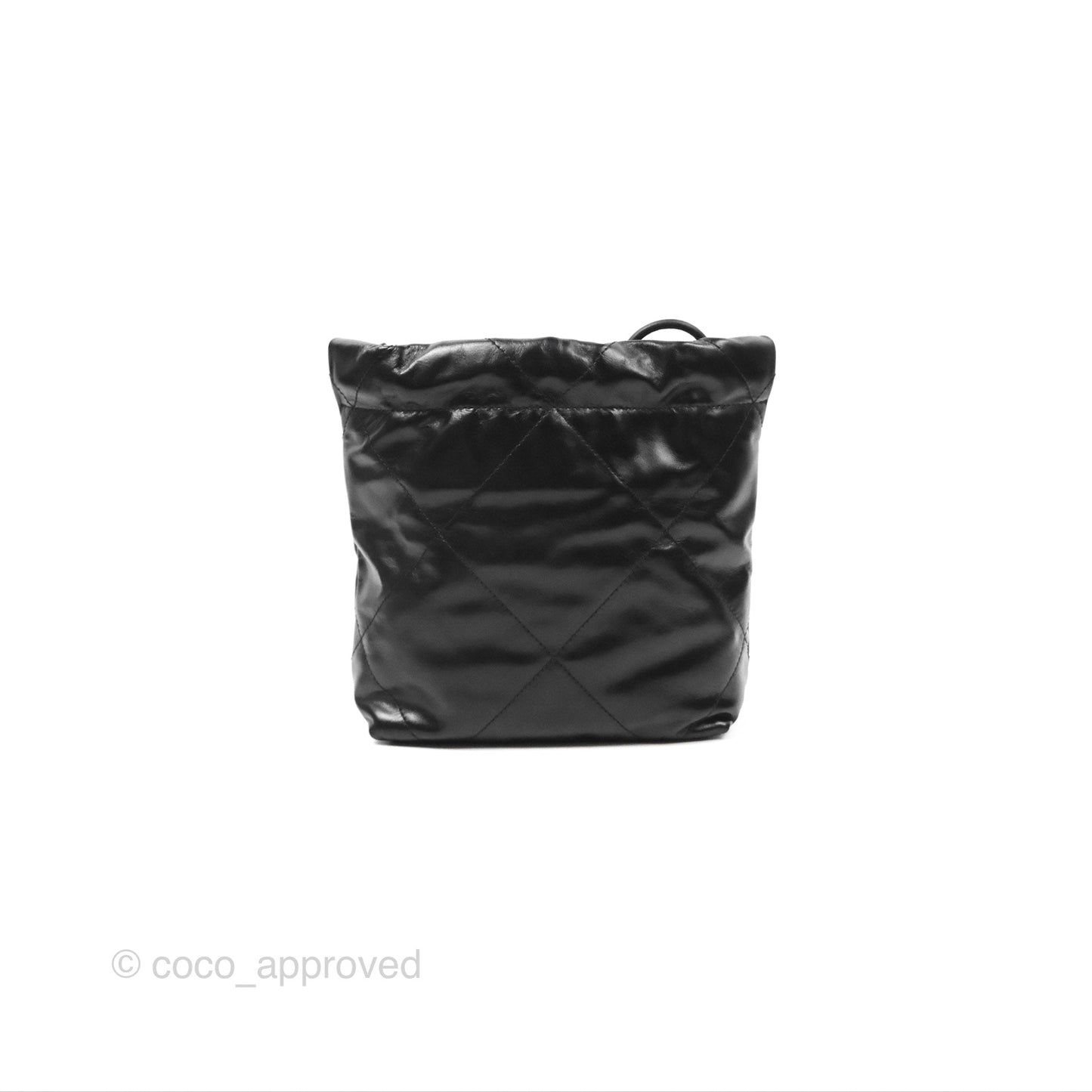 Chanel 22 Mini Bag Black Shiny Crumpled Calfskin Matte Silver Hardware