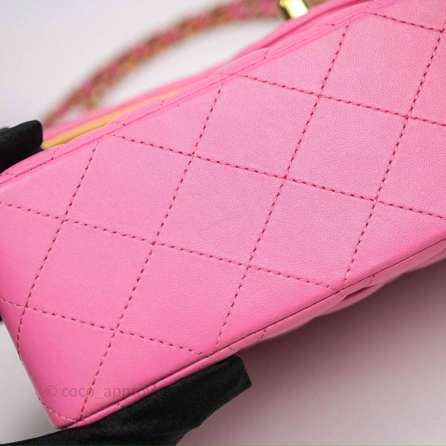 Chanel Small Classic Flap Quilted Pink Lambskin Rainbow Hardware