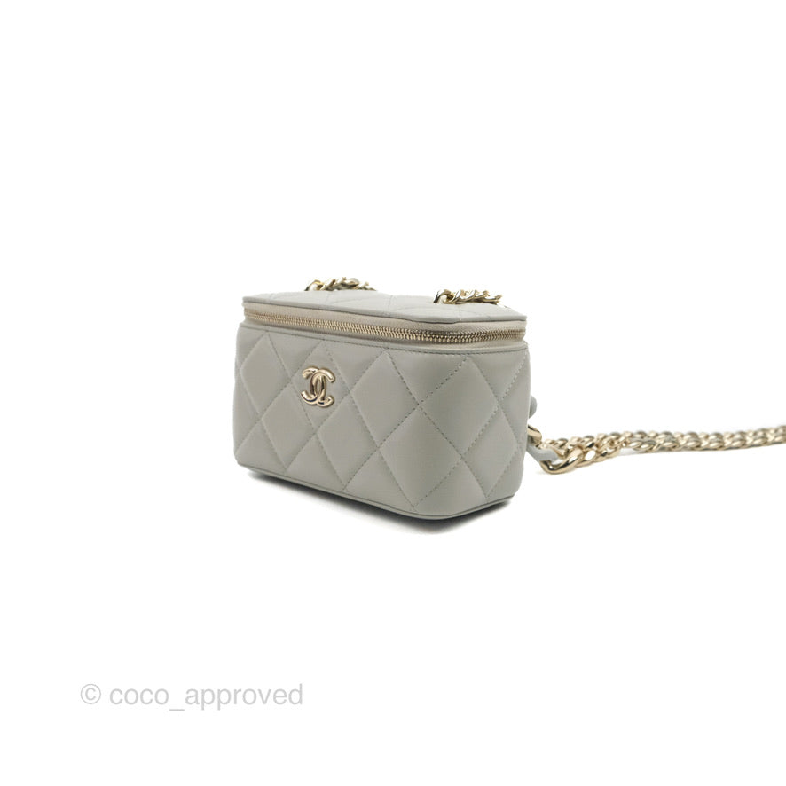 Chanel Vanity with Resin Chain Grey Lambskin Gold Hardware