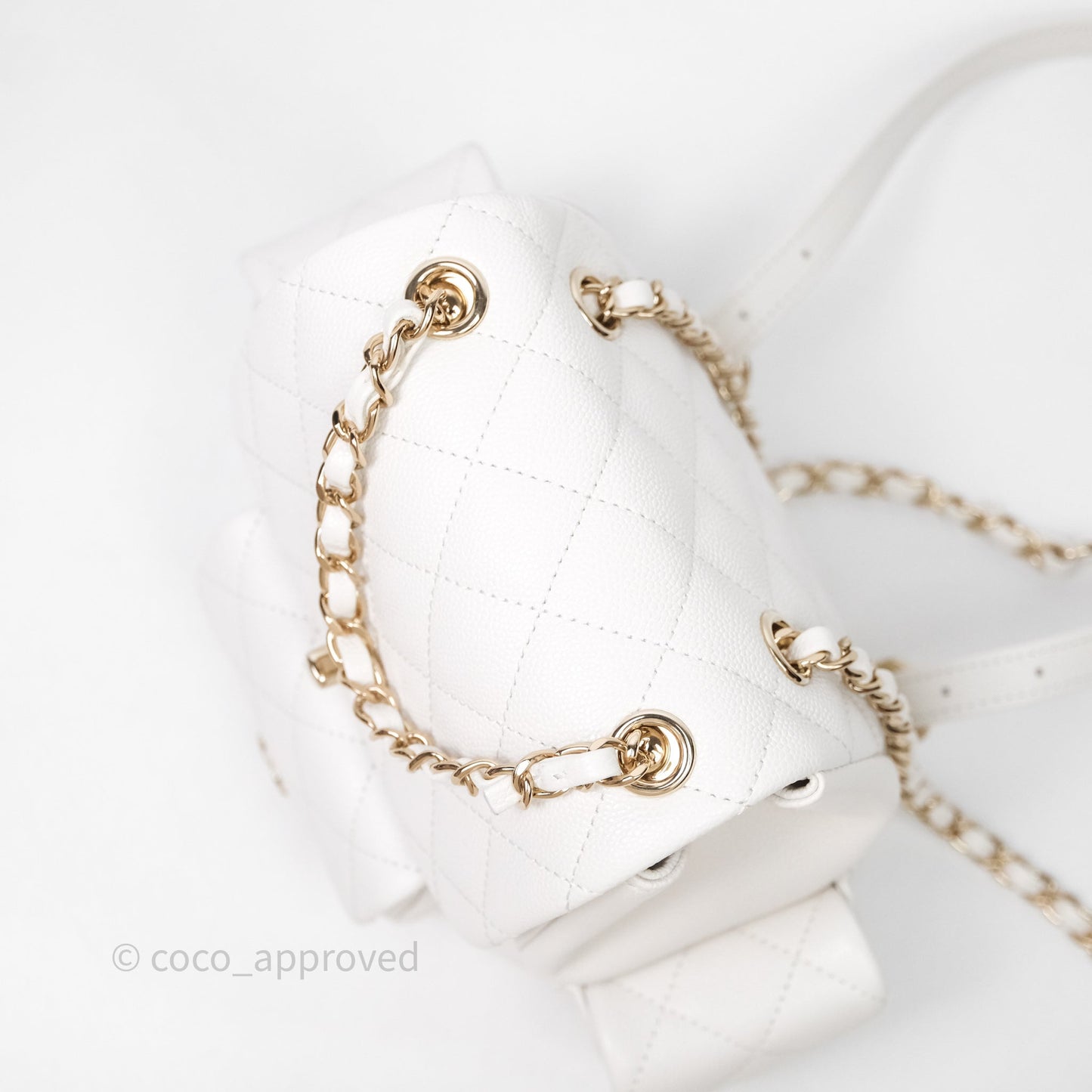 Chanel Small Duma Backpack Caviar White Gold Hardware