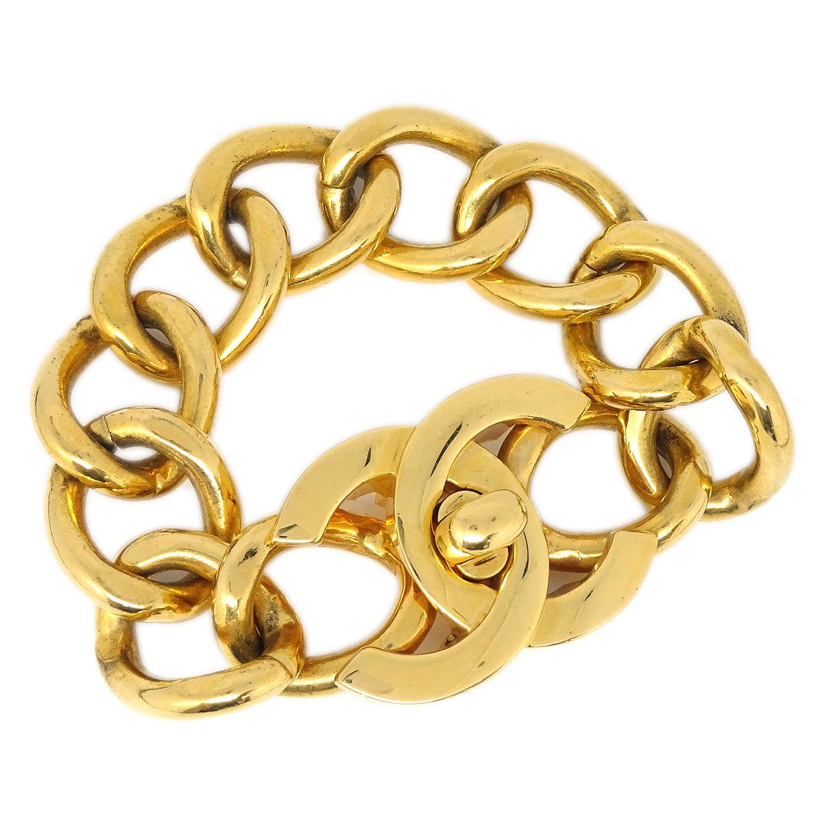 Luxury Chanel 1996 Turnlock Gold Chain Bracelet 96P