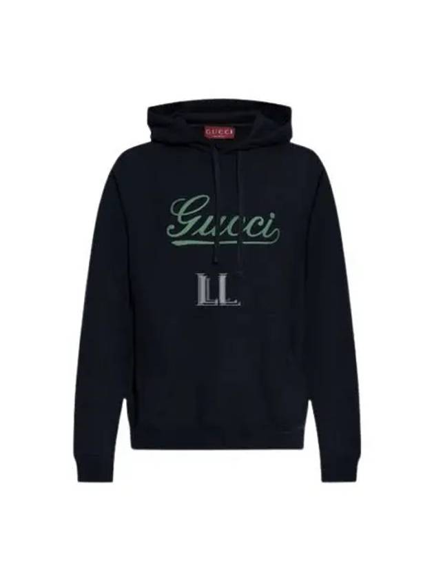 Luxury Gucci Trending 2025 Embroidered Cotton Hoodie Navy