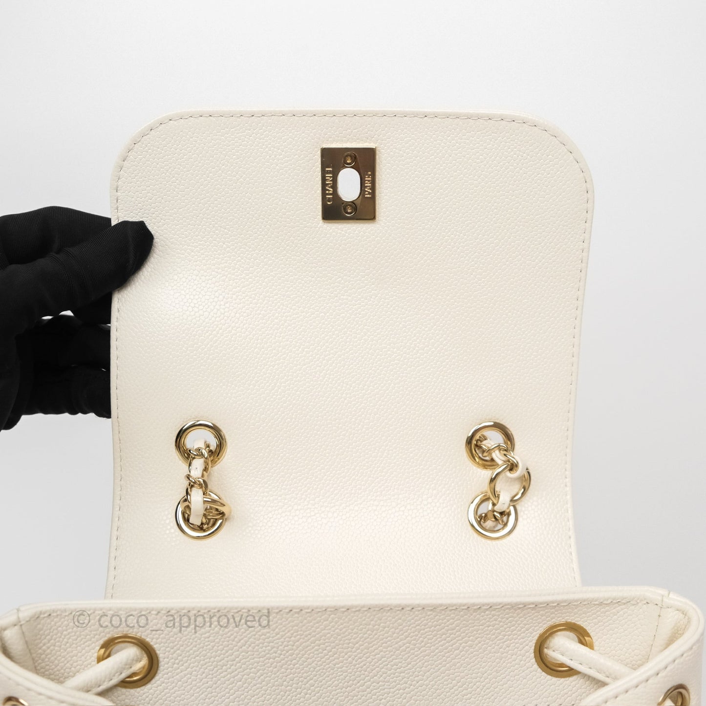 Chanel Quilted Business Affinity Backpack Ivory White Caviar Gold Hardware