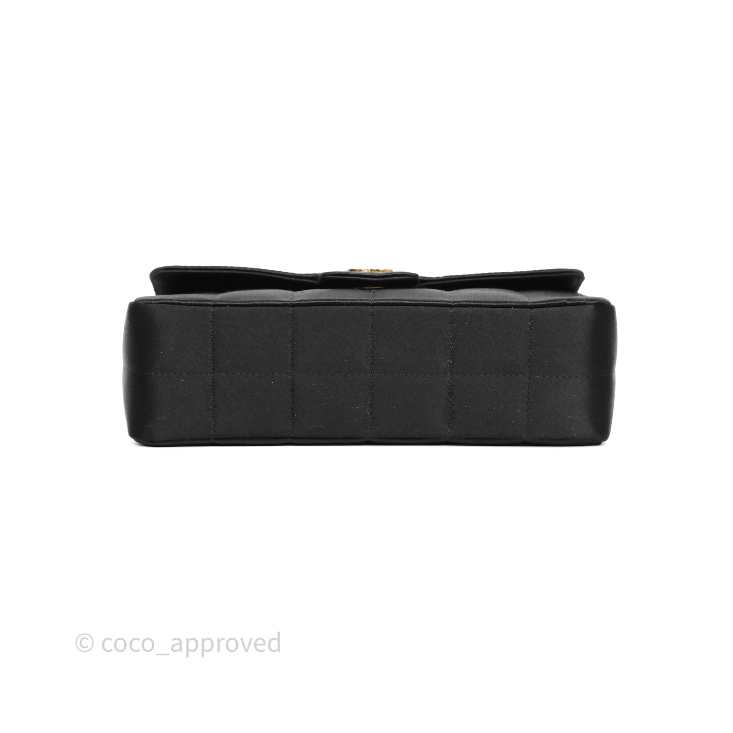 Chanel Vintage Mini Chocolate Bar Camellia Flap Black Velvet Gold Hardware