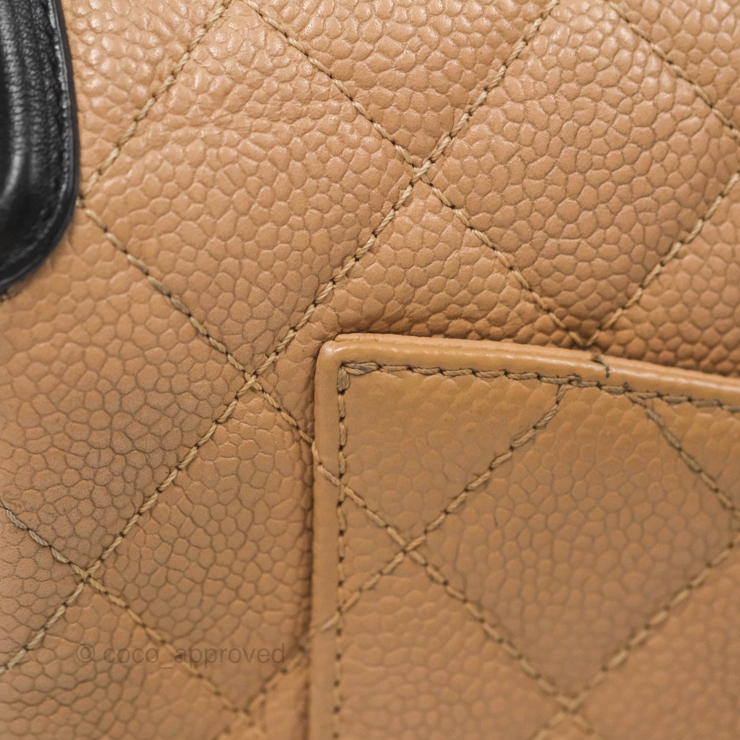 Chanel Small CC Filigree Flap Quilted Beige Black Caviar