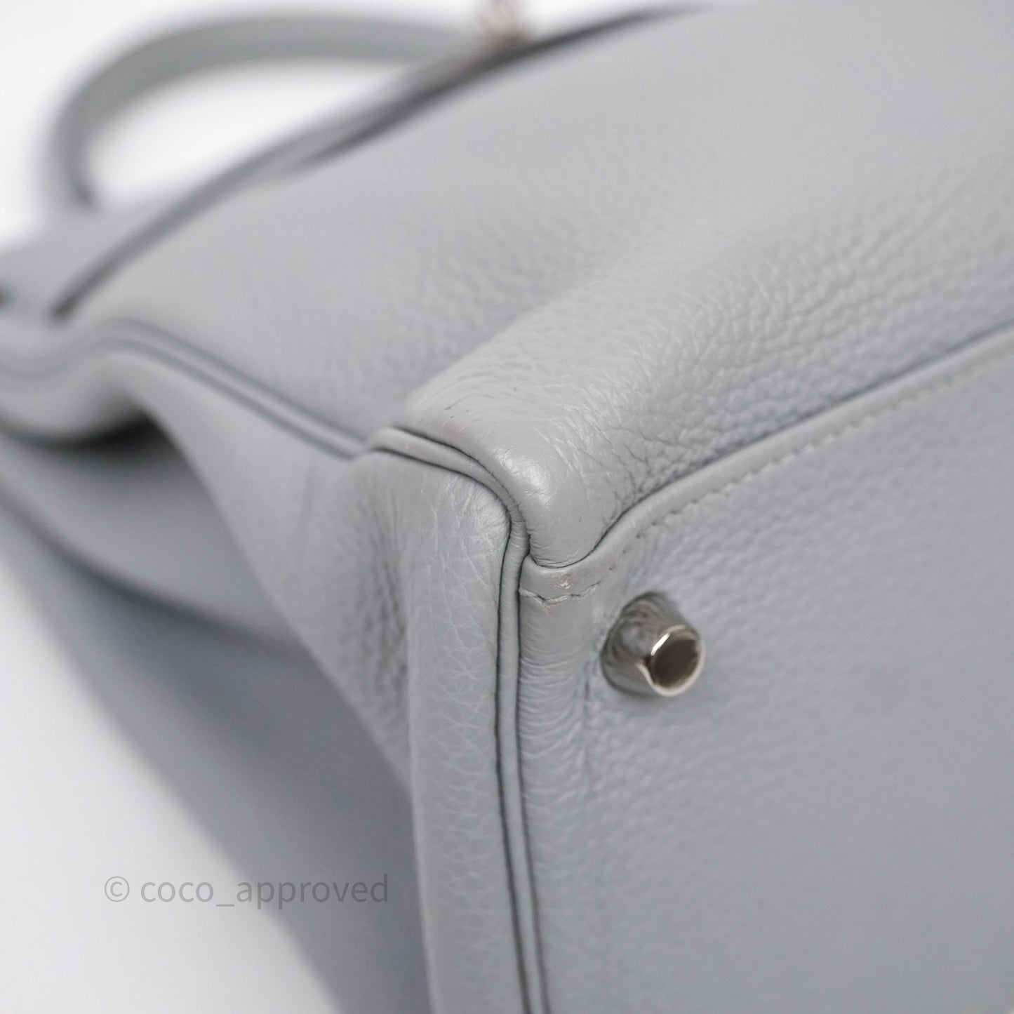 Hermès Kelly 32 Retourne Bleu Glacier 8U Togo Palladium Hardware