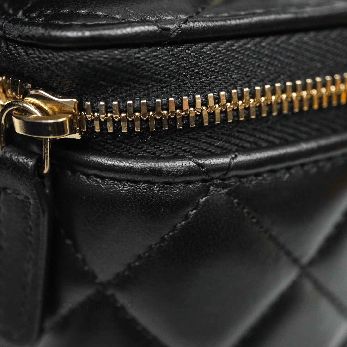 Chanel Vanity Rectangular Top Handle Black Lambskin Light Gold Hardware