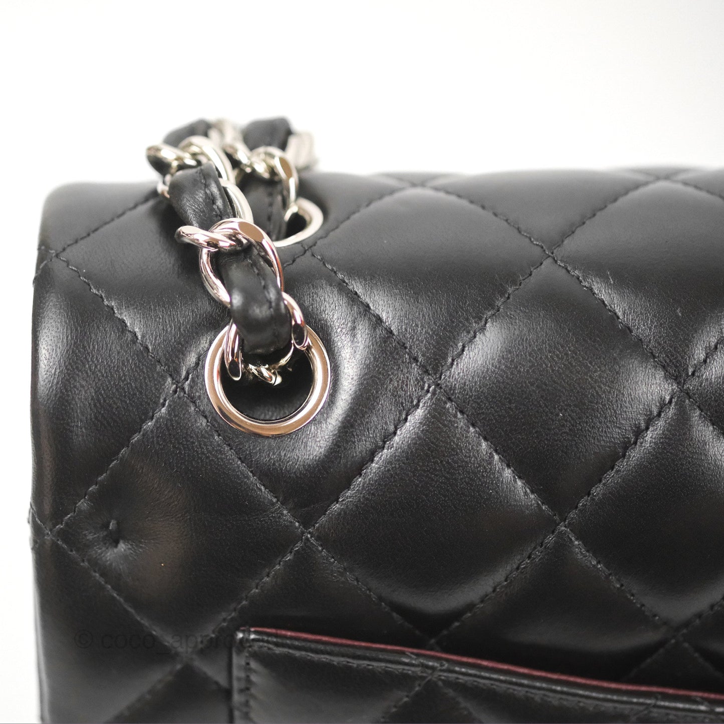 Chanel Quilted Maxi Double Flap Black Lambskin Silver Hardware