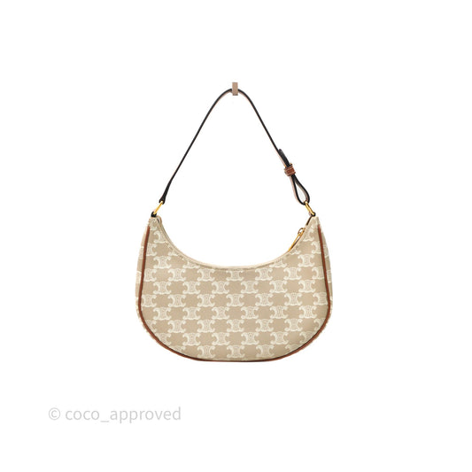 Celine Ava Bag In Triomphe Canvas Calfskin Grege