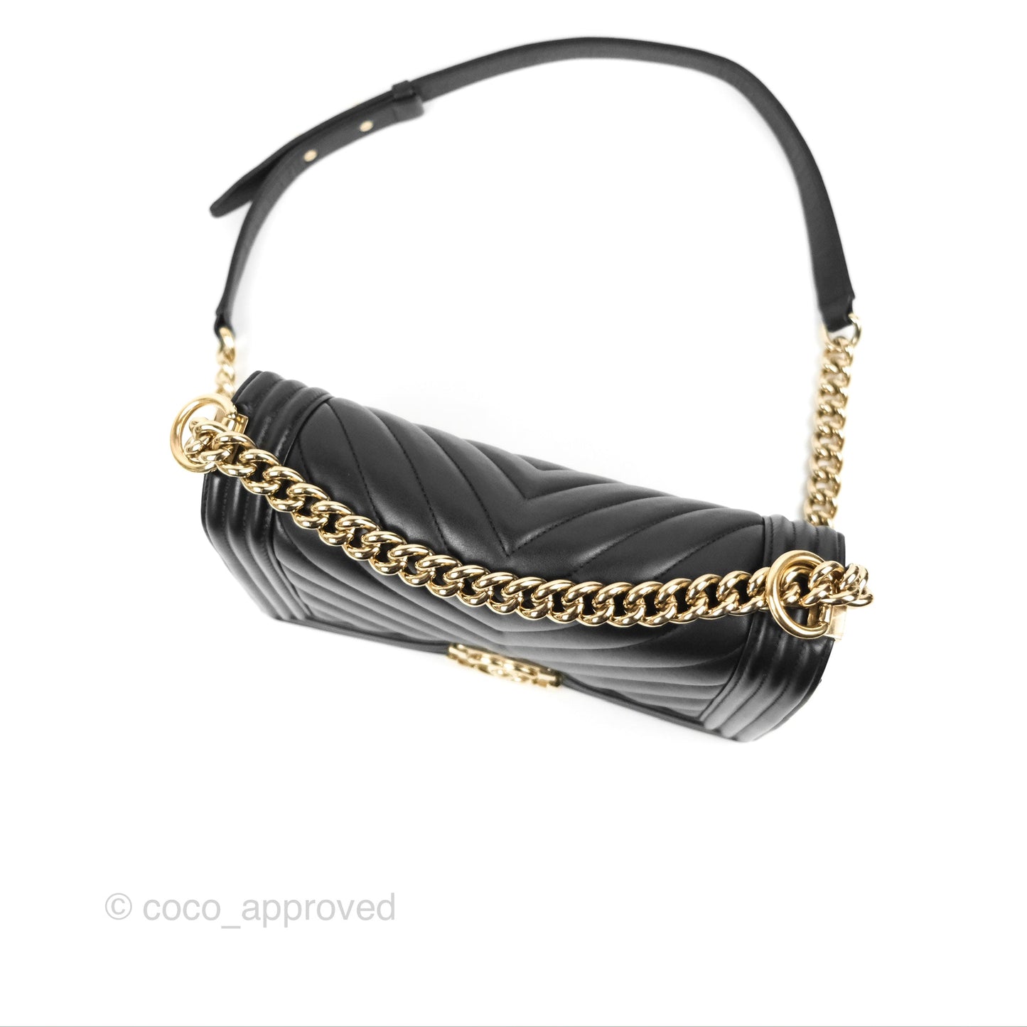 Chanel Medium Boy Chevron Black Calfskin Gold Hardware
