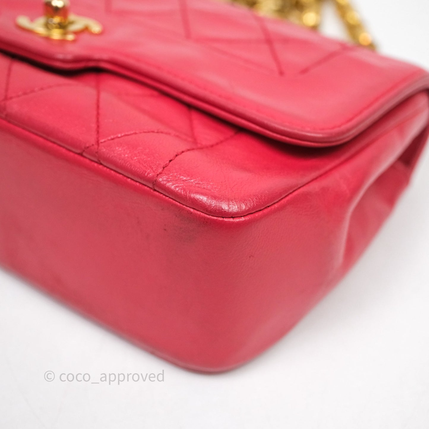 Chanel Vintage Mini Bijoux Chain Flap Bag Red Gold Hardware