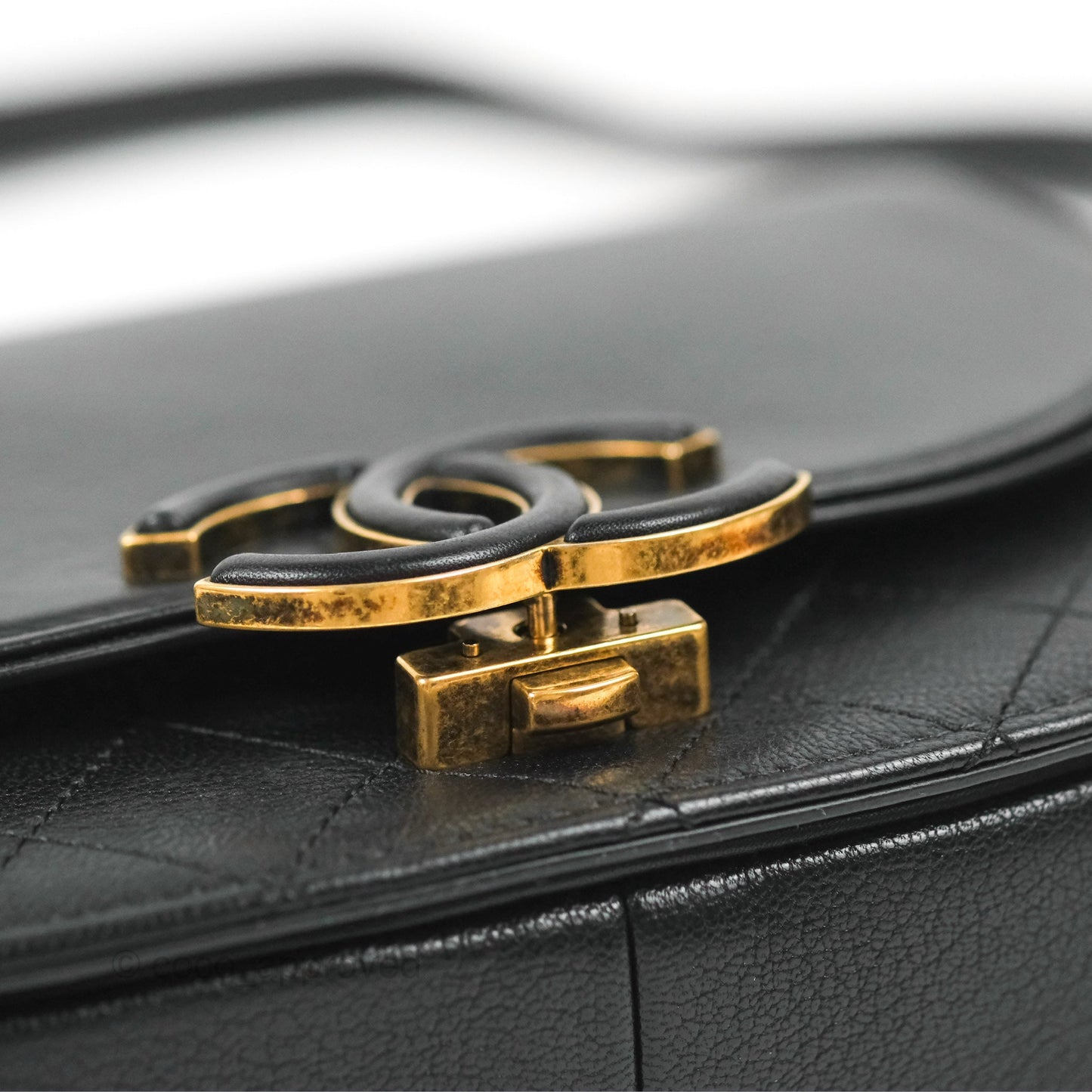 Chanel Small Coco Curve Flap Black Goatskin Antique Gold Hardware
