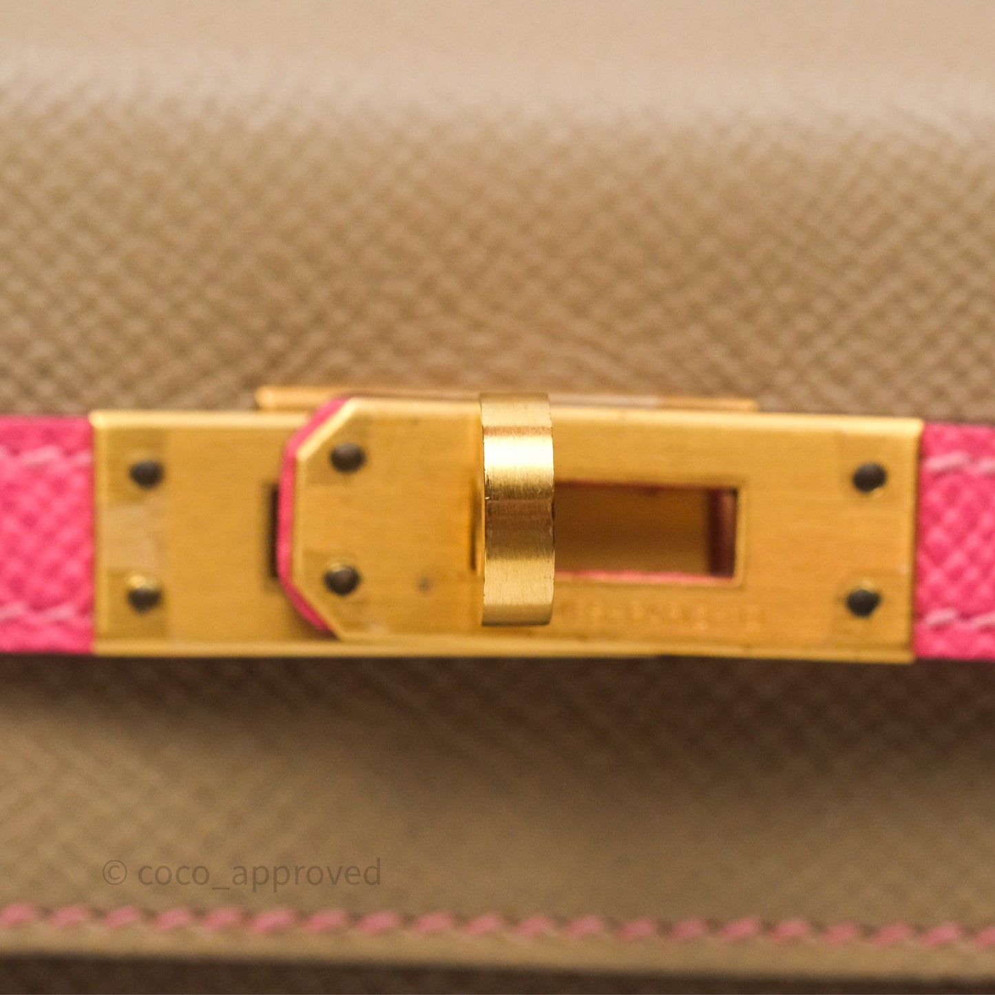 Hermès Kelly 25 Sellier Begie/Pink Epsom Gold Hardware