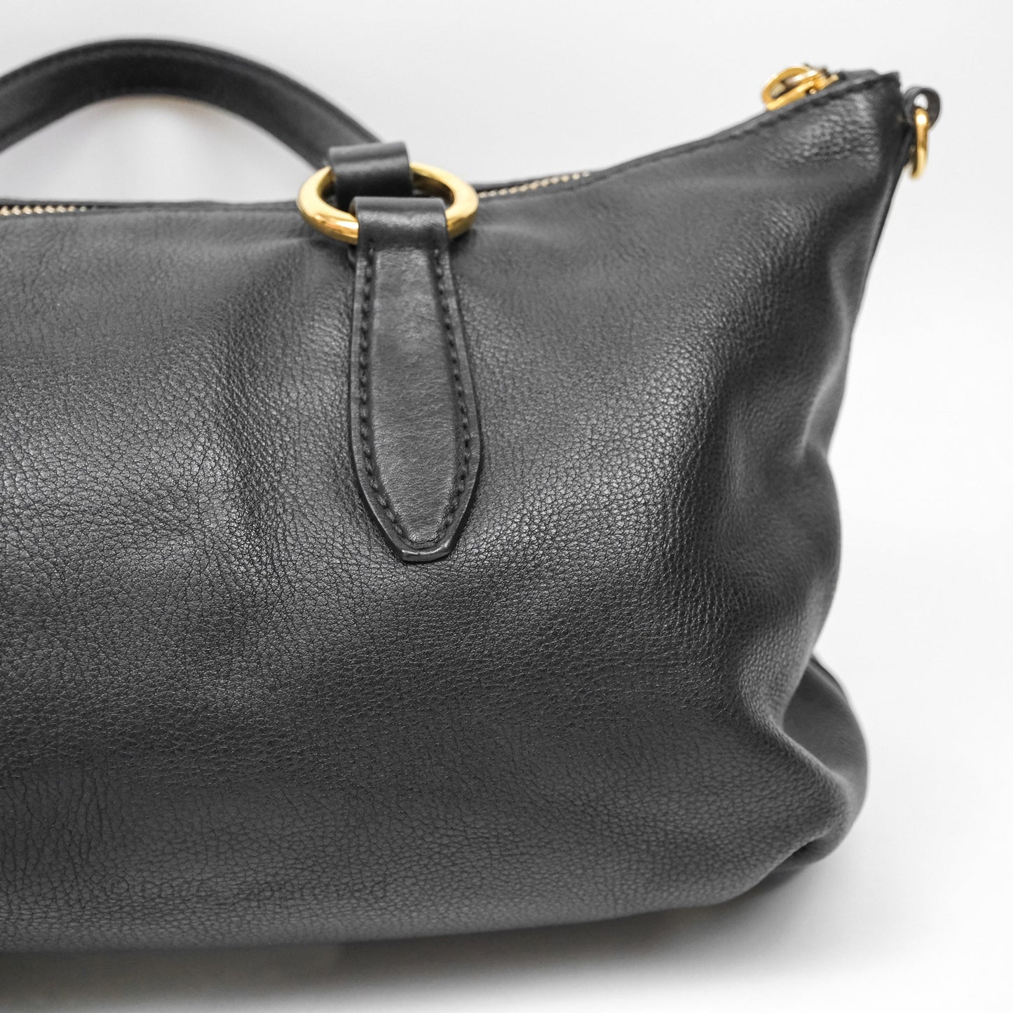 Miu Miu Vitello Tote Bag Black Gold Hardware