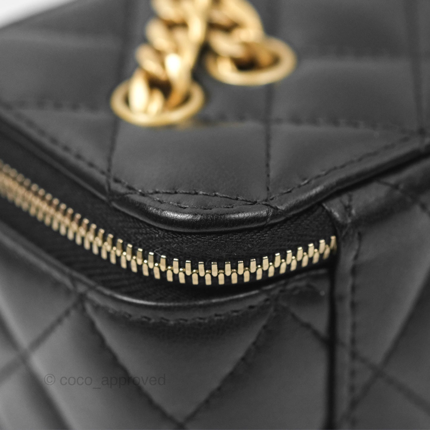 Chanel All Slide Vanity with Adjustable Chain Black Lambskin Aged Gold Hardware