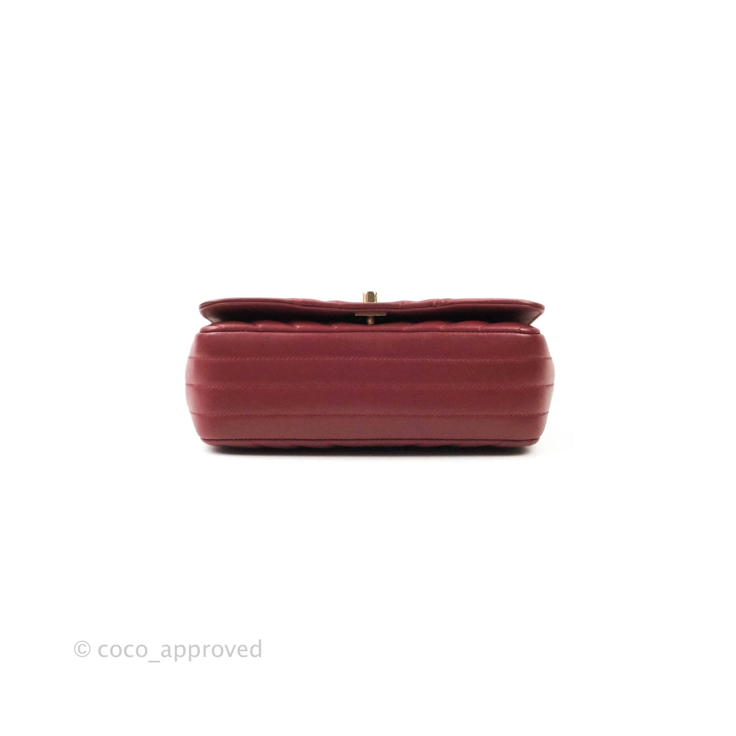 Chanel Small Statement Chevron Flap Bag Burgundy Lambskin Gold Hardware