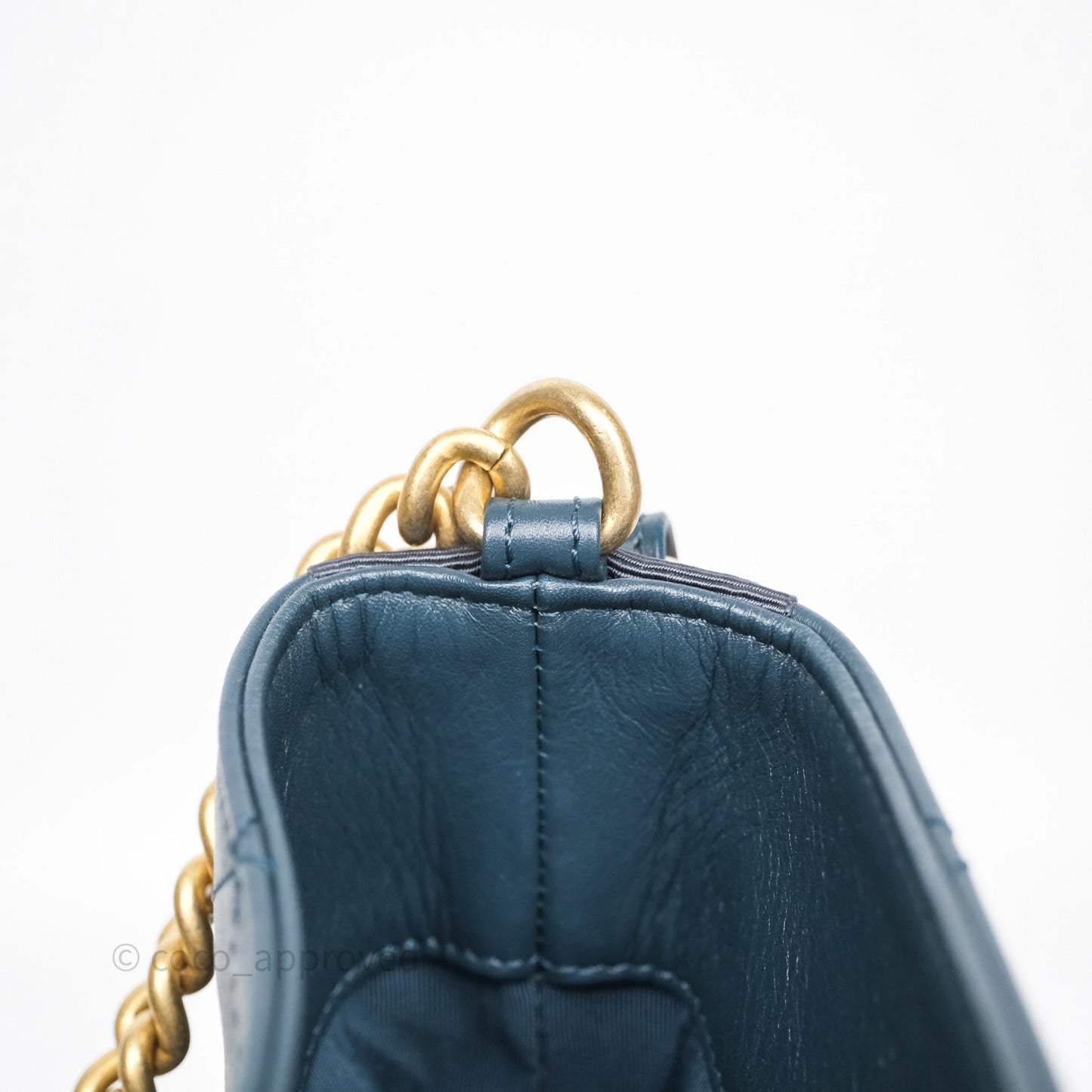 Chanel Button Up Hobo Bag Quilted Teal Calfskin Aged Gold Hardware
