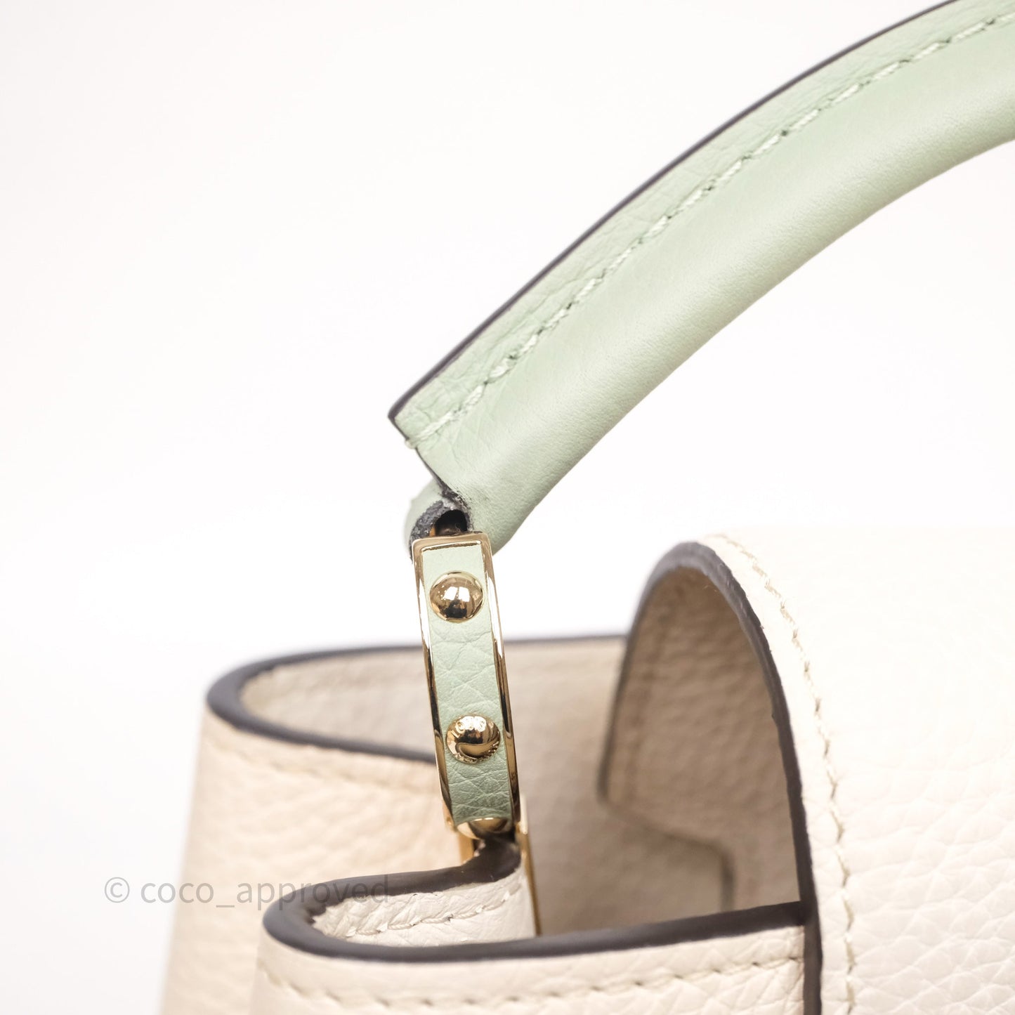 Louis Vuitton Capucines BB Creme Rose Jade Taurillon Leather Gold Hardware