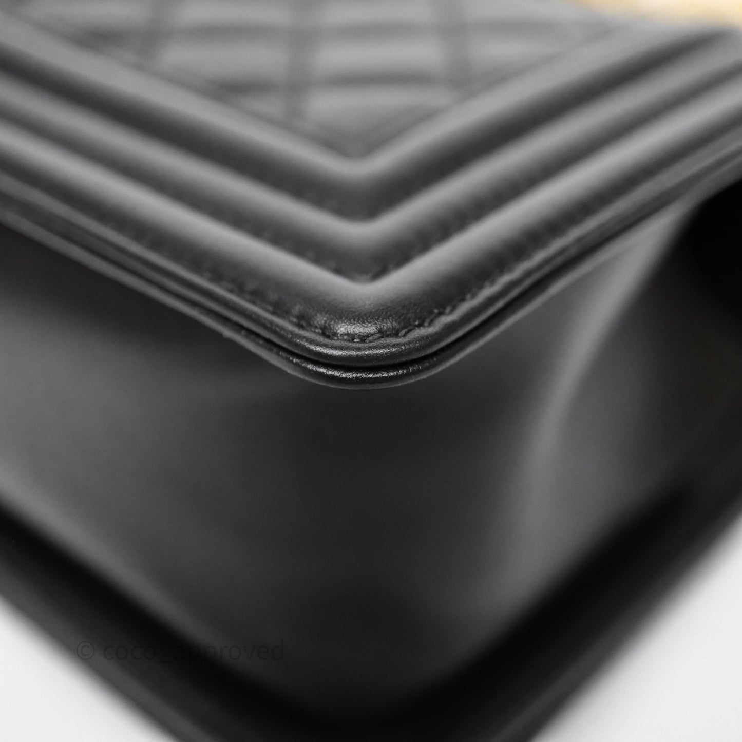 Chanel Small Boy Quilted Black Calfskin Aged Gold Hardware