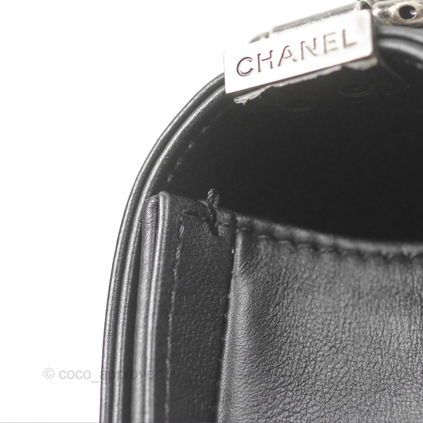 Chanel Small Boy Black Calfskin Ruthenium Hardware
