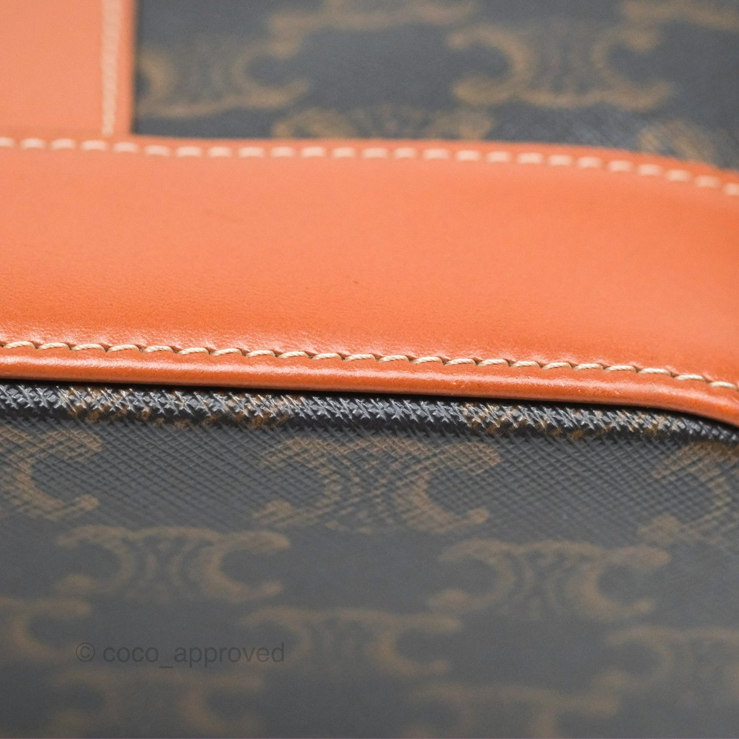 Celine Small Bucket Triomphe Canvas Tan Calfskin