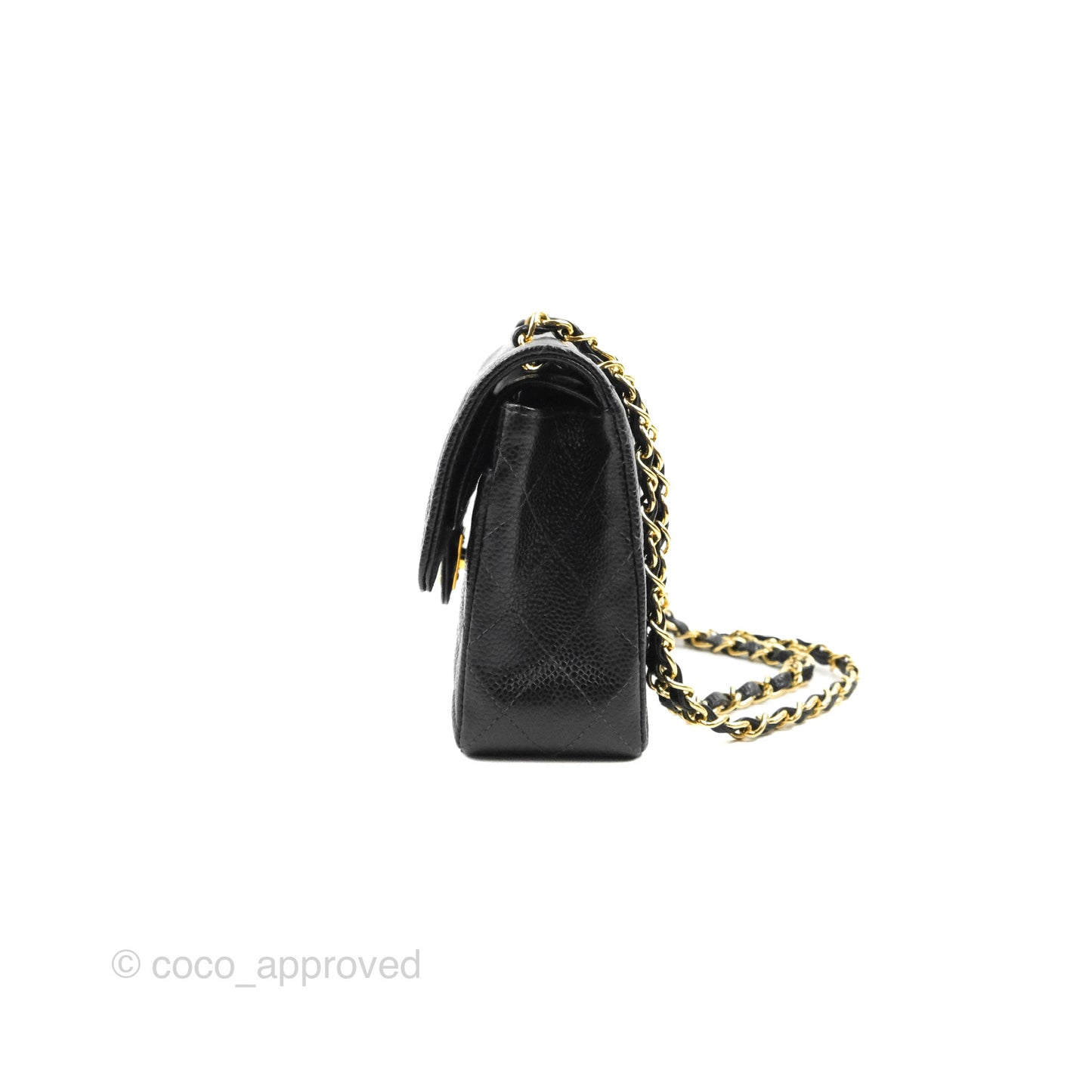 Chanel Vintage Classic Small S/M Flap Black Caviar 24K Gold Hardware