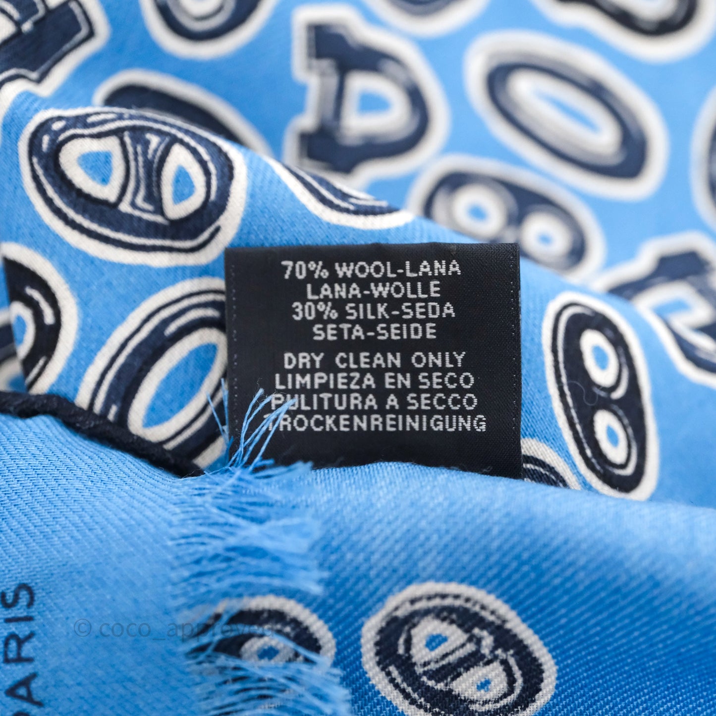Hermès Wool/Silk Scarf Blue/ Navy