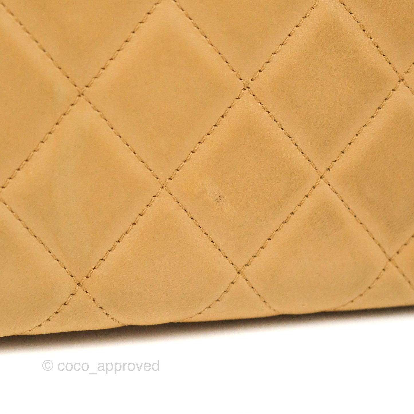 Chanel Vintage Small Top Handle Tote Quilted Beige Lambskin