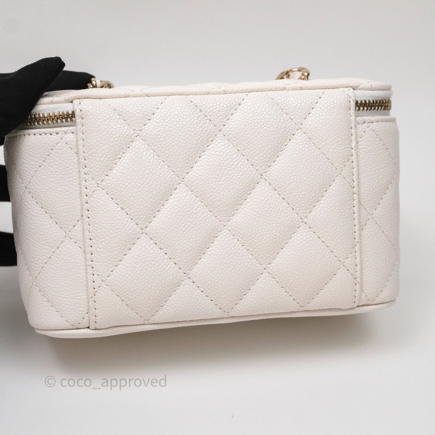 Chanel Classic Vanity Rectangular with Chain White Caviar Gold Hardware