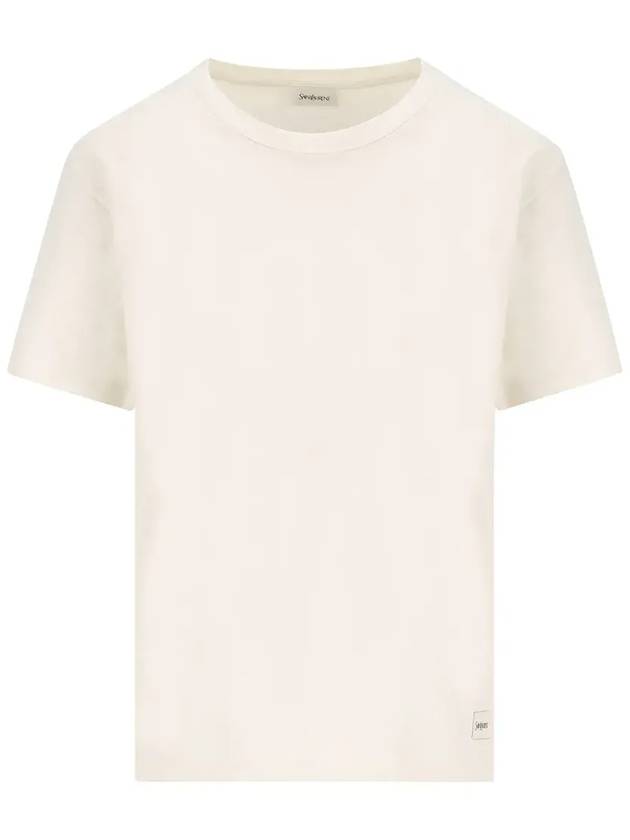 Luxury Saint Laurent Luxury Saint Laurent logo patch crewneck t shirt 810277Y37RY 9502