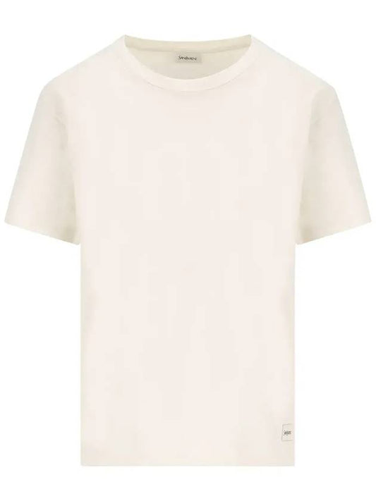Luxury Saint Laurent Luxury Saint Laurent logo patch crewneck t shirt 810277Y37RY 9502