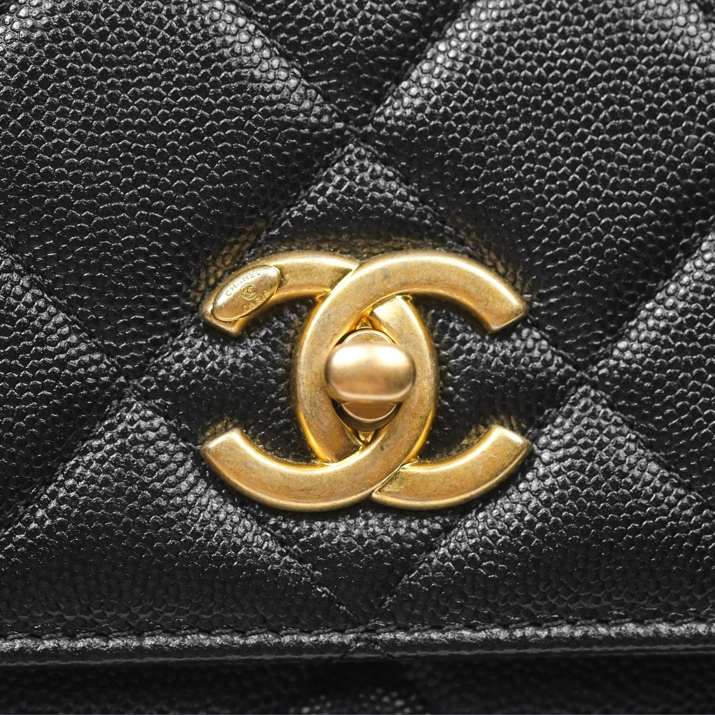Chanel Chain Flap Bag Black Caviar Aged Gold Hardware 23A