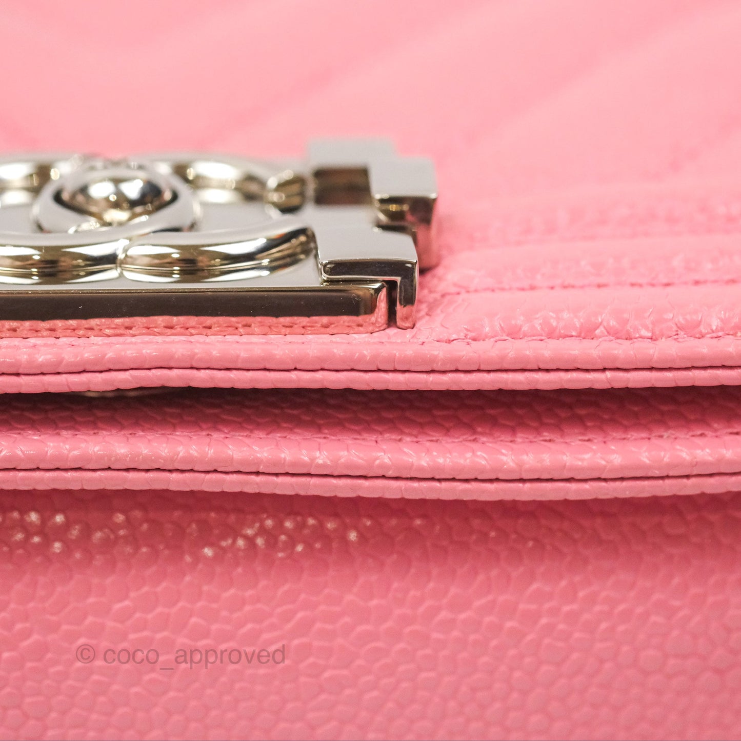 Chanel Small Boy Chevron Pink Caviar Silver Hardware
