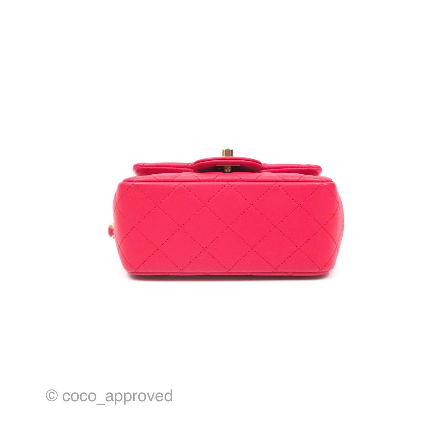 Chanel Mini Square Quilted Red Lambskin Gold Hardware