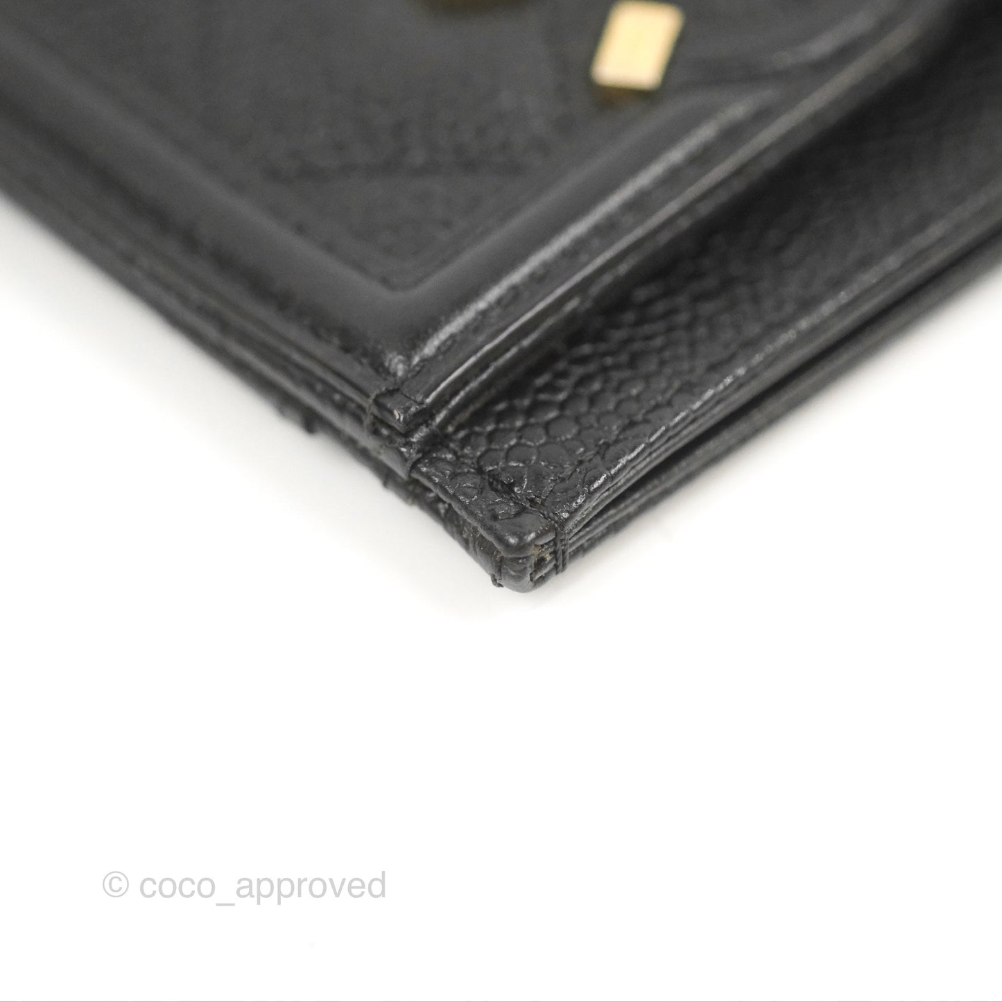 Chanel Filigree CC Flat Card Holder Black Caviar Gold Hardware