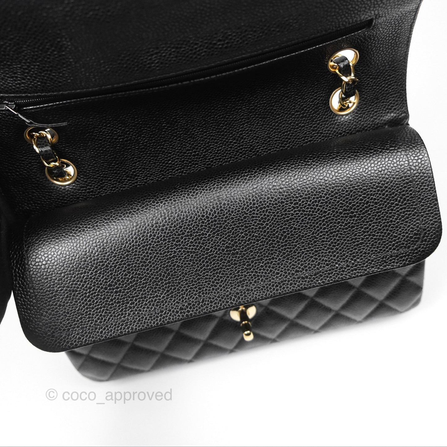 Chanel Classic M/L Medium Flap Quilted Black Caviar Gold Hardware