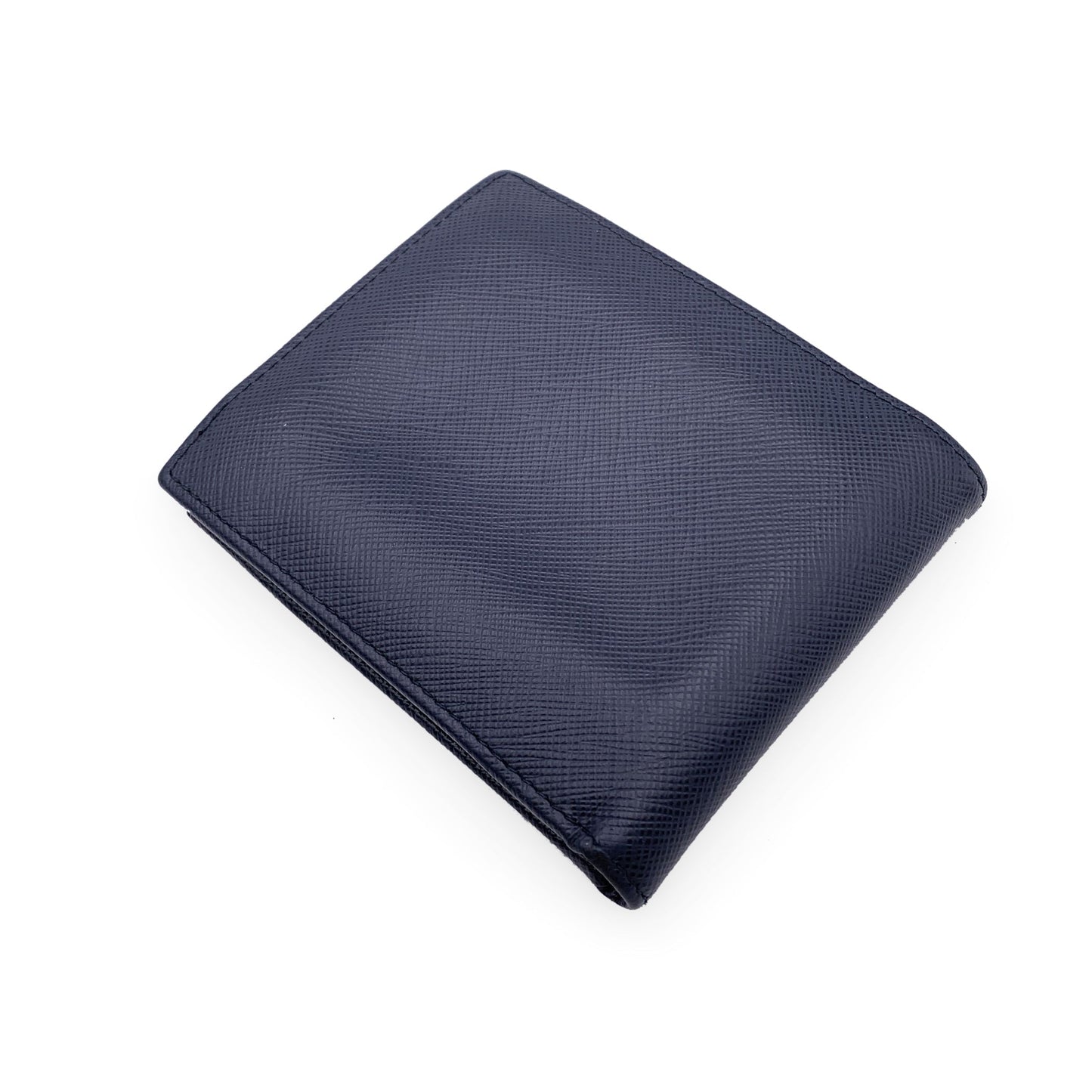 Luxury PradaBlue Saffiano Leather Bifold Wallet Coin Purse