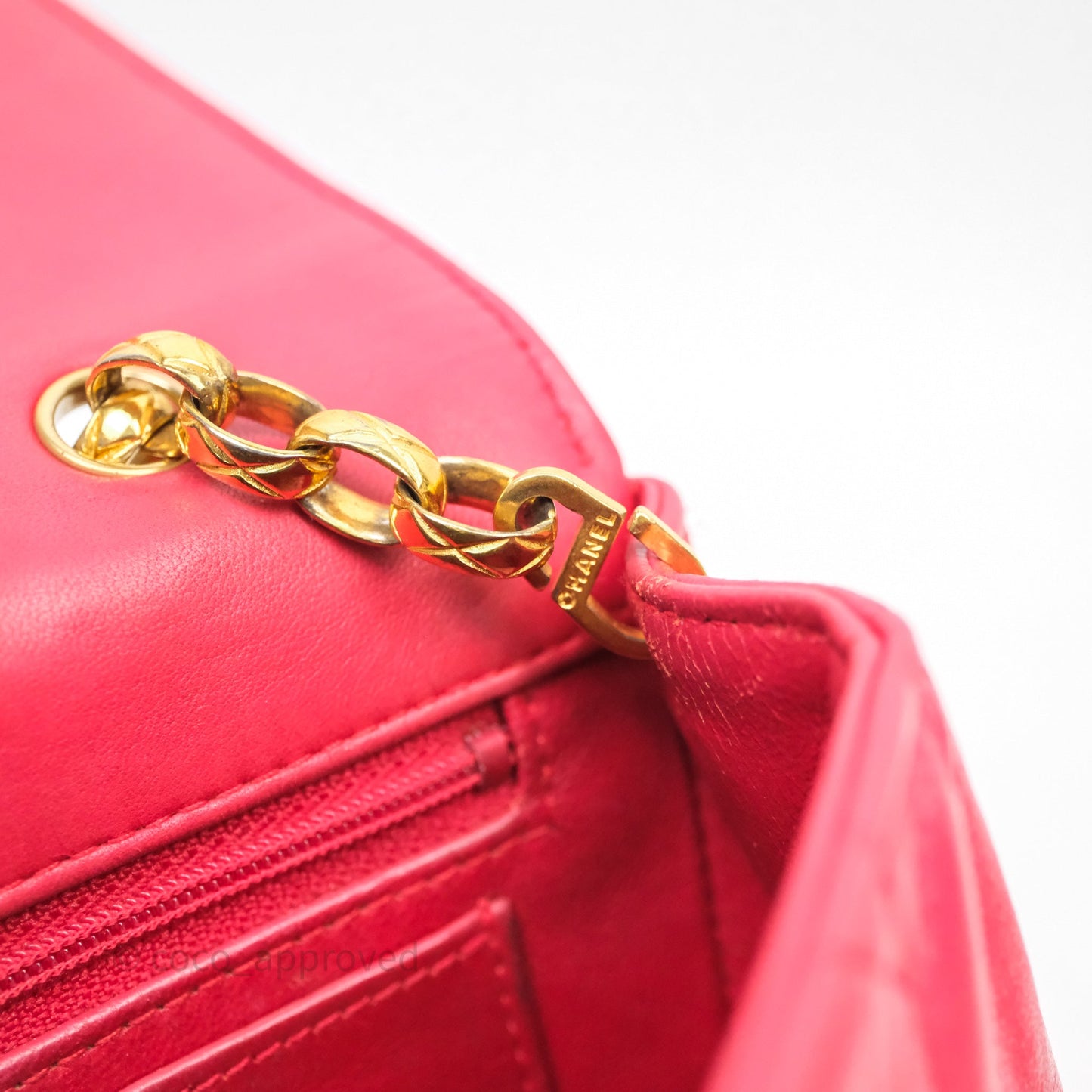 Chanel Vintage Mini Bijoux Chain Flap Bag Red Gold Hardware