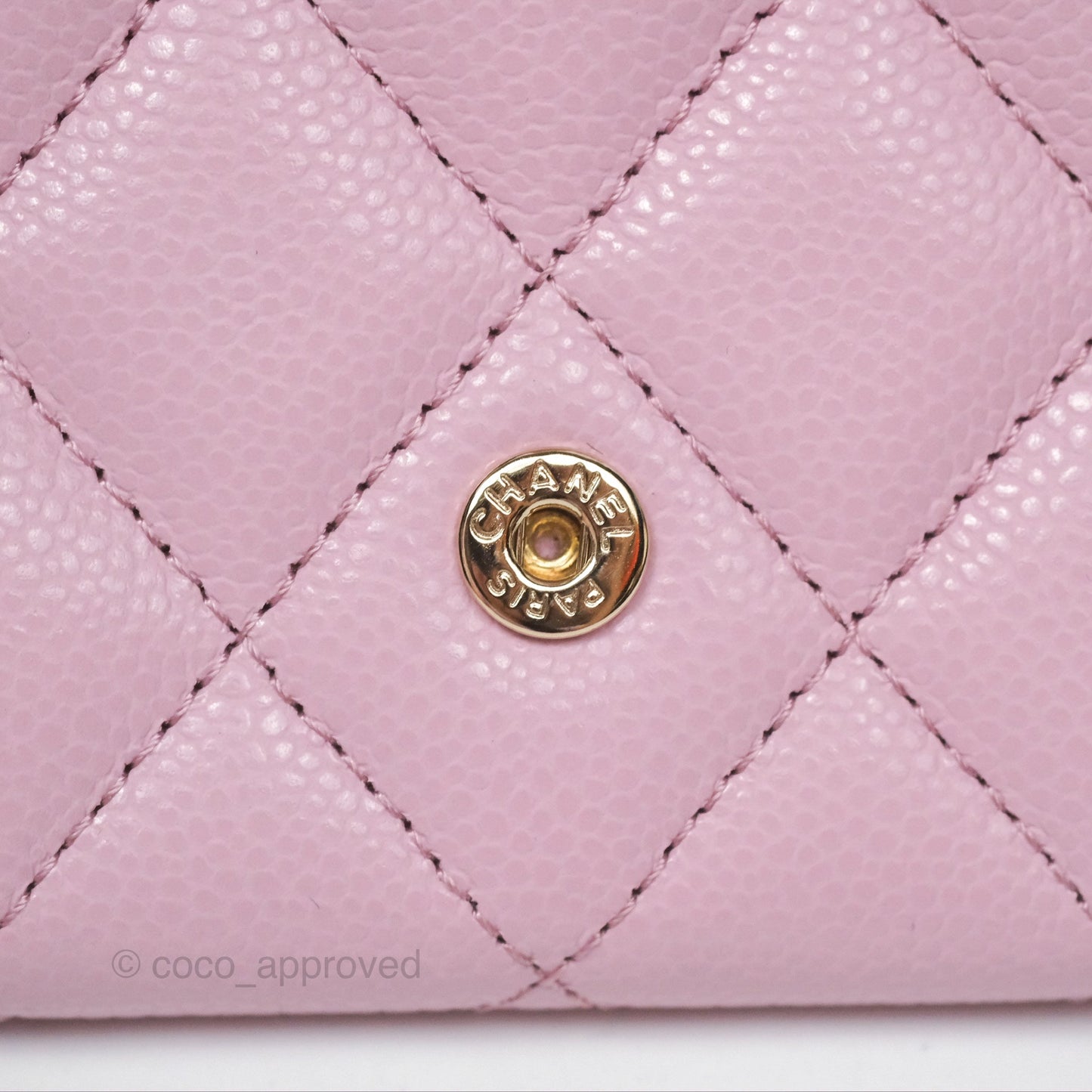 Chanel Quilted Flap Card Holder Caviar Pink Gold Hardware
