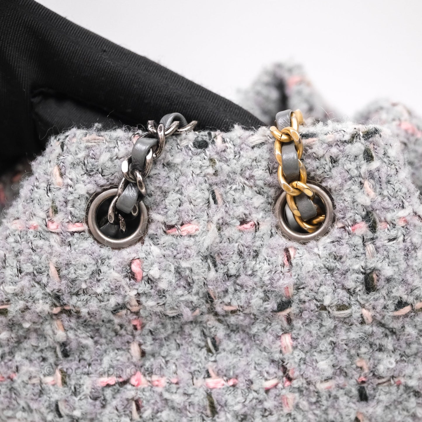 Chanel Gabrielle Small Backpack Grey Tweed Aged Calfskin