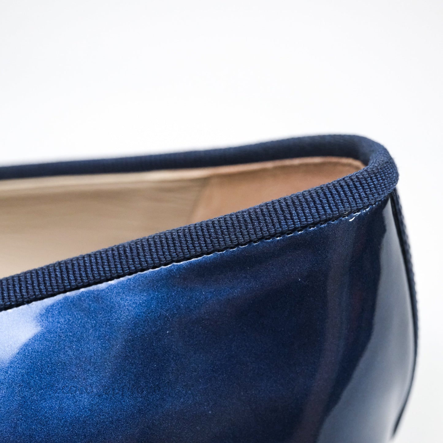 Chanel Ballerina Patent Leather Flats Navy/ Black Size 38.5