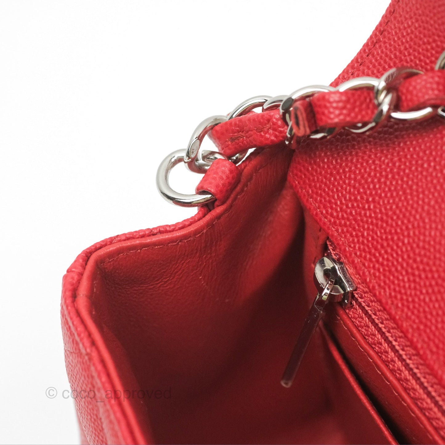 Chanel Quilted Mini Rectangular Red Caviar Silver Hardware