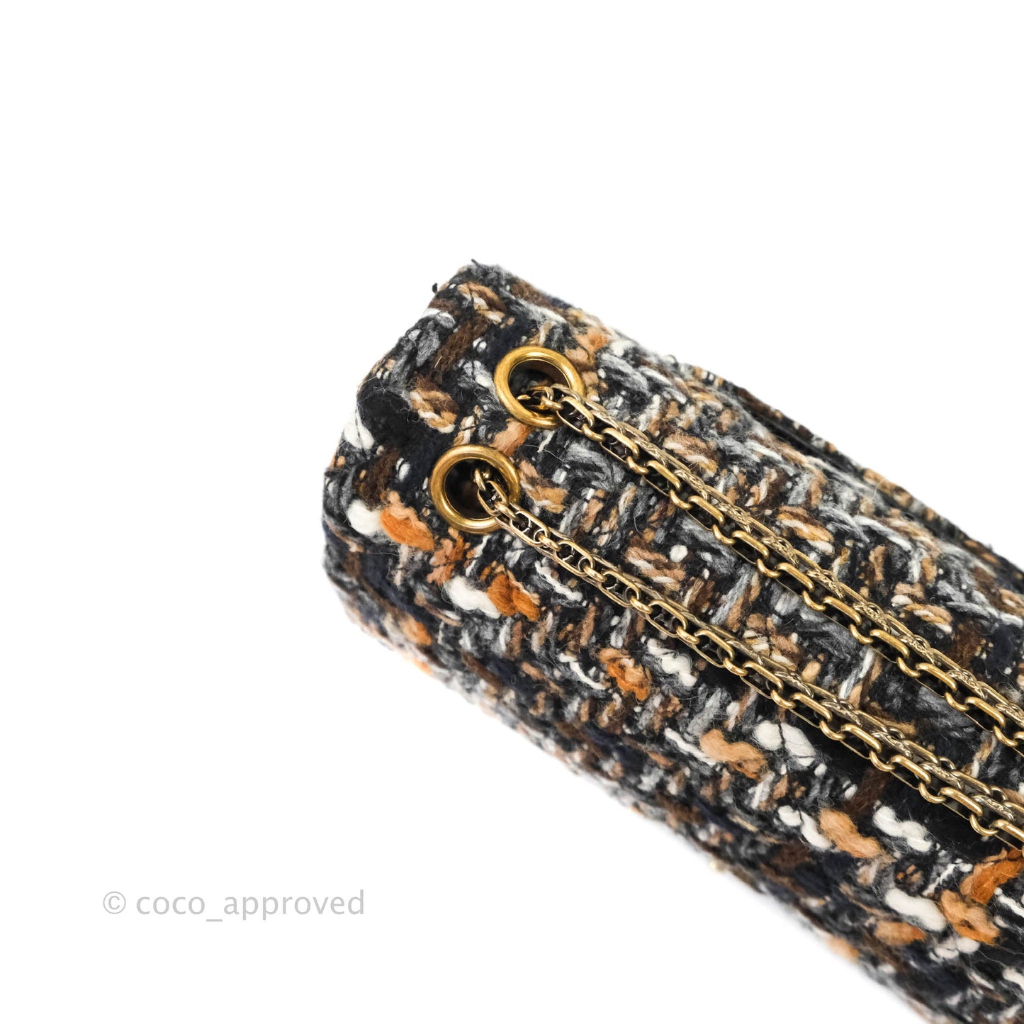 Chanel Quilted Reissue 226 Tweed Navy Brown Aged Gold Hardware