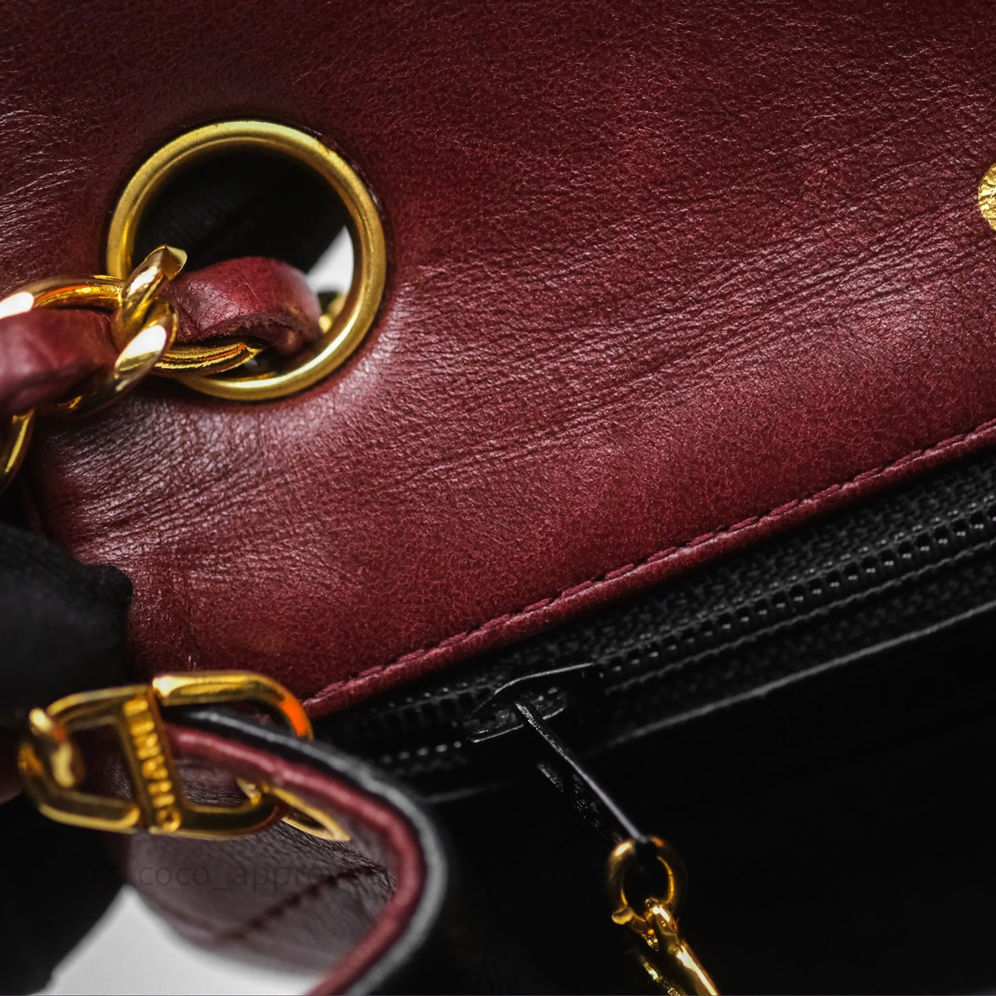 Chanel Vintage Mini Square Burgundy Lambskin 24K Gold Hardware