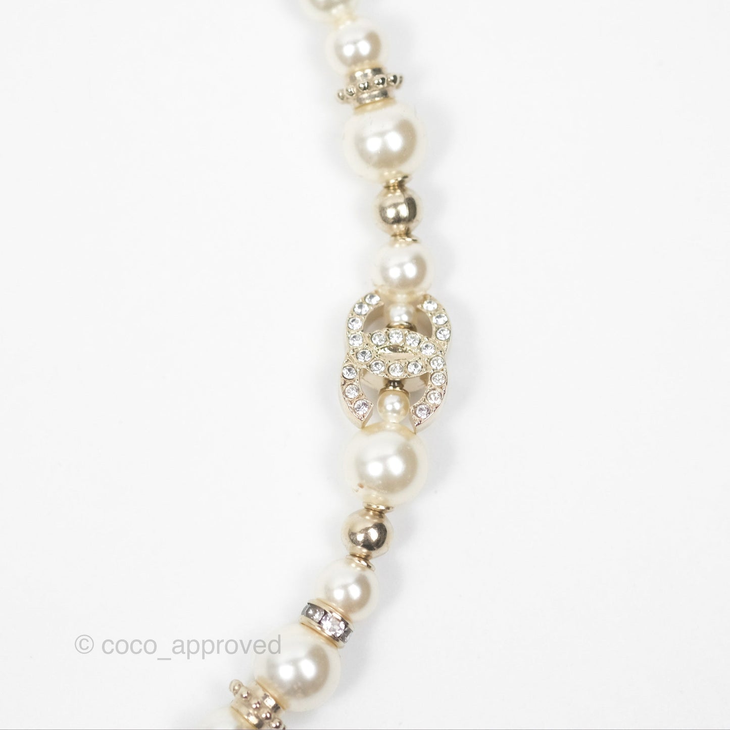 Chanel Crystal CC Star Pearl Choker Silver Tone 24V