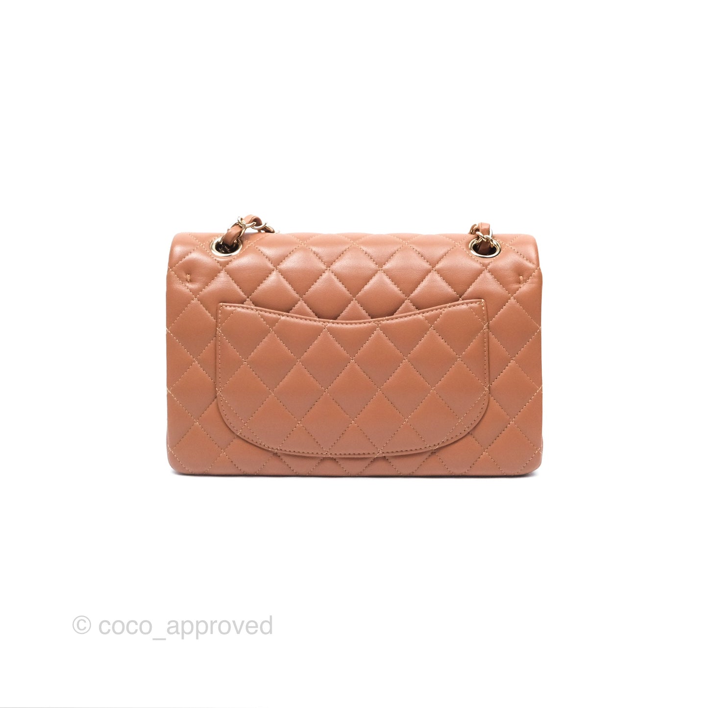 Chanel Small Classic Quilted Flap Dark Beige Caramel Lambskin Gold Hardware
