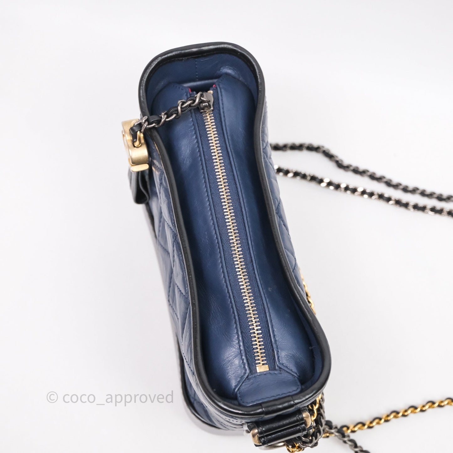 Chanel Quilted Small Gabrielle Hobo Navy Black Aged Calfskin Mixed Hardware